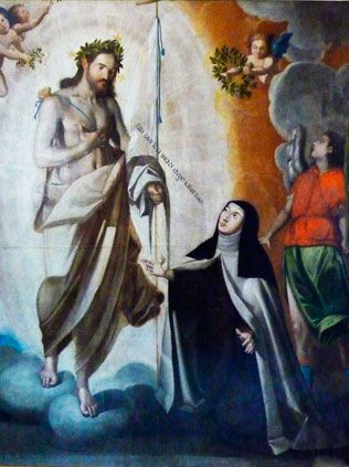 (Camerin alto) La aparición del Resucitado en Carmelitas Descalzas, Sepulcro de Santa Teresa