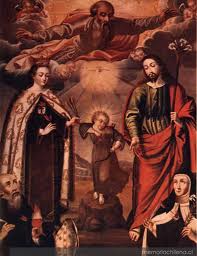 Dios Padre y la Sagrada Familia con Santa Teresa y San Agustín en Carmelitas Descalzas, Alba de Tormes