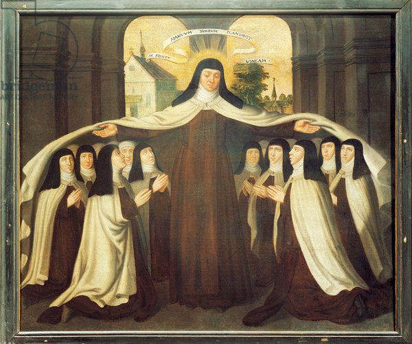 Santa Teresa de Ávila Tapa con su Manto a la Comunidad de Carmelitas en Carmelitas Descalzas, Alba de Tormes