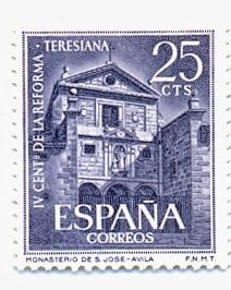 Sello de 25 céntimos en Carmelitas Descalzas, Alba de Tormes