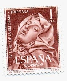 Sello de 1 peseta en carmelitas Descalzas, Sepulcro de Santa Teresa