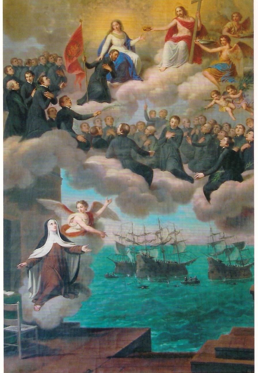 Los Mártires de Tazacorte o del Brasil visión de Santa Teresa en Carmelitas Descalzas, Sepulcro de Santa Teresa