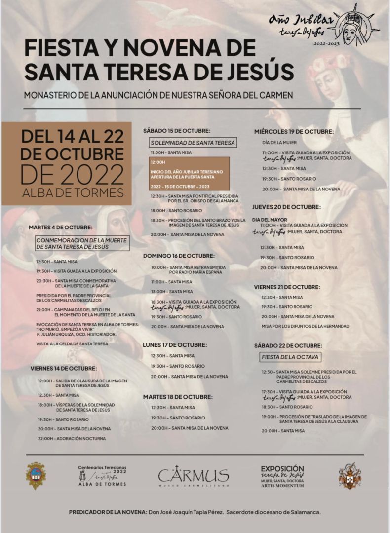 Programación / Fiesta y Novena de Santa Teresa de Jesús / 14-22 octubre