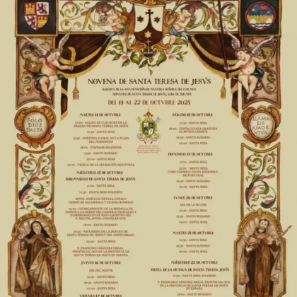 Programa de la Novena de Santa Teresa de Jesús/ 14 al 22 de octubre 2025